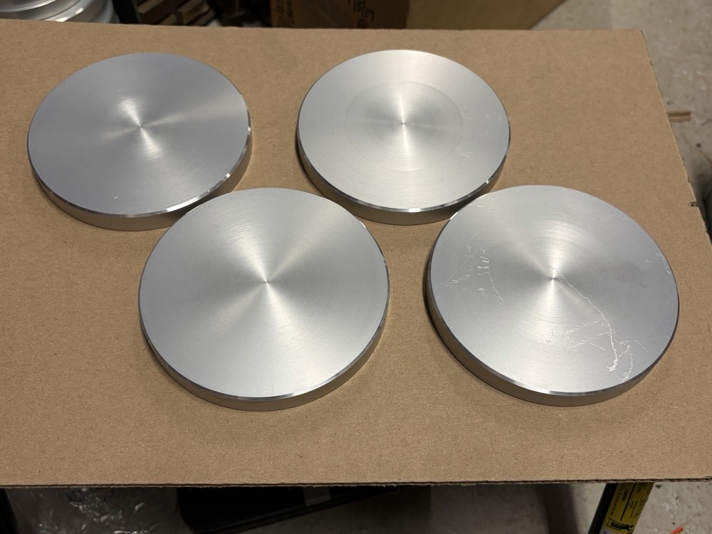 Solid aluminum drink coasters 5” x 9/16” set of 4