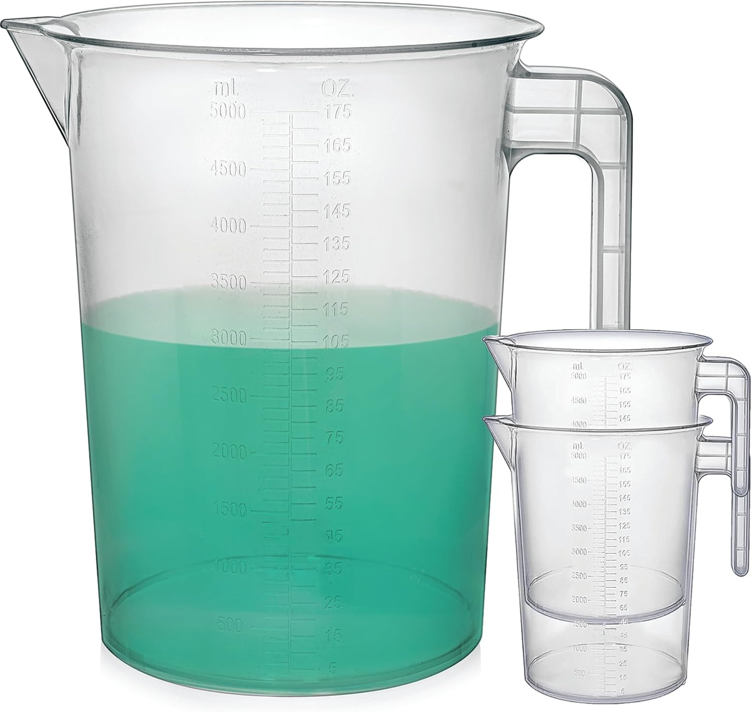 3 Pack 5L Measuring Pitcher 5000ml 1.3 Gallon Plastic Graduated Mixing Jug gallery