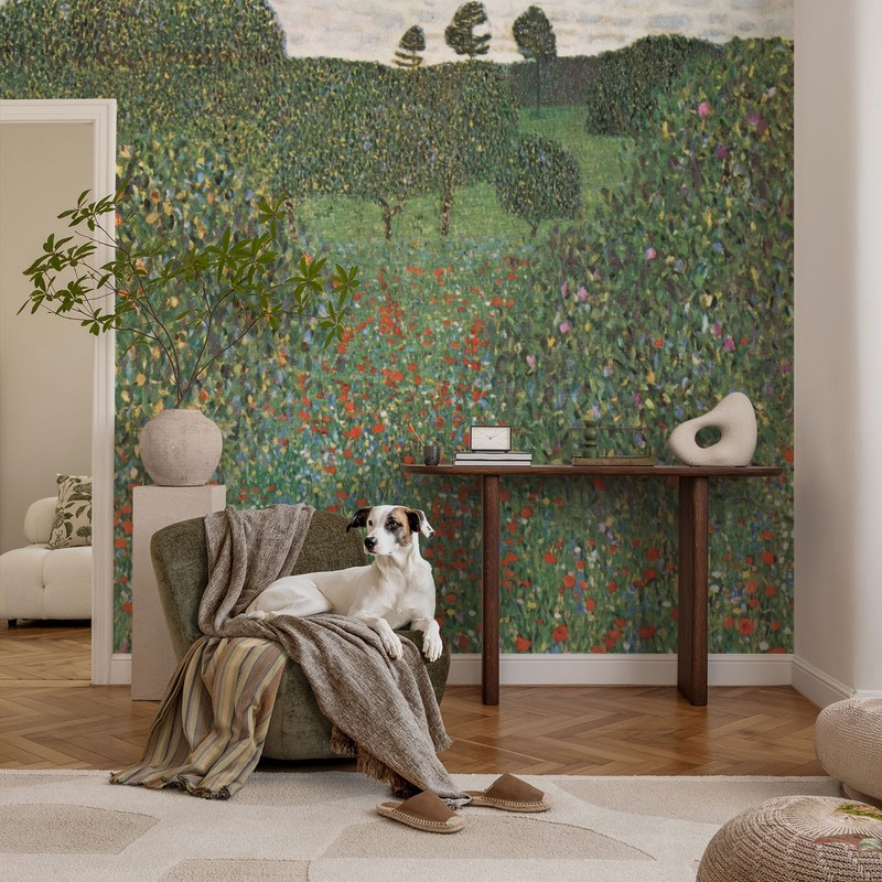 Paste the Wall Wall Mural Modern Feature Wall A Blooming Meadow Among The Trees gallery