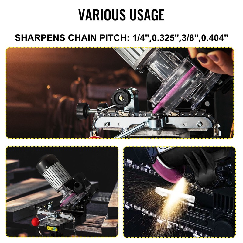 230W Chainsaw Sharpener Grinder w/ Grinding Wheels 1/8”&3/16” Sharpener 110V gallery