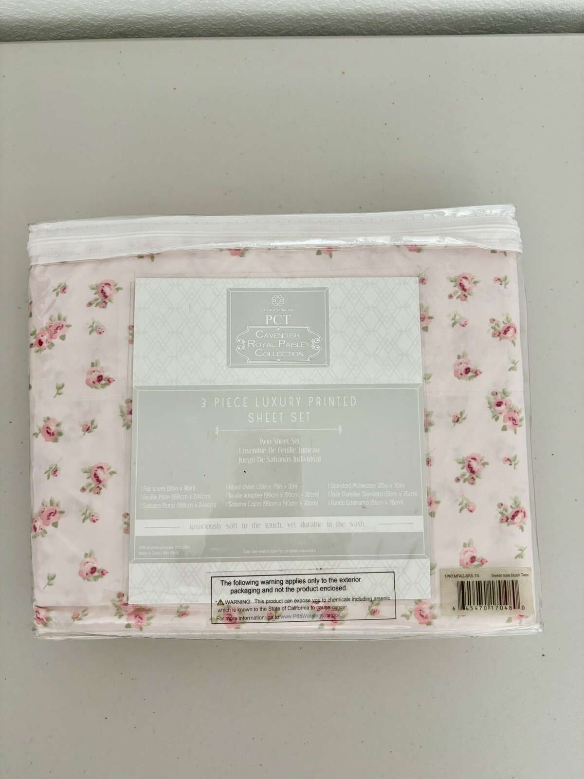 New Twin Sheet Pacific Coast Textiles Cavendish Royal Paisley BlushRose 3 Piece gallery