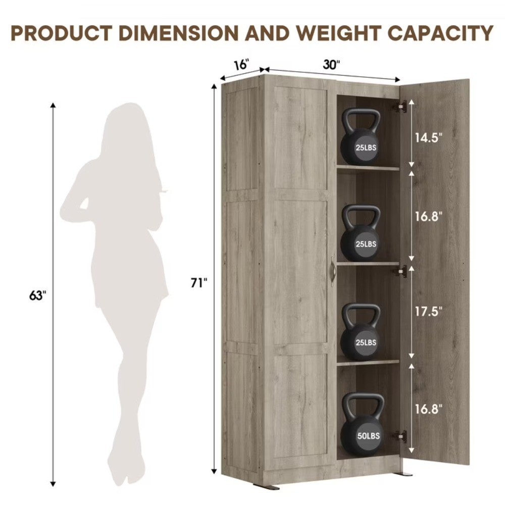 71 Inch 4 Tier Freestanding Storage Cabinet Organizer Cupboard for Kitchen gallery