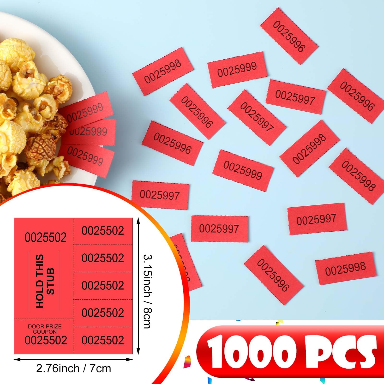 1000 Sheets Raffle Tickets Red Chinese Auction 5 Bid Numbers Per Sheet gallery
