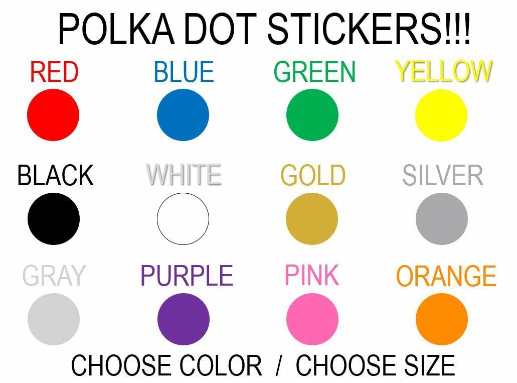 Polka Dot Stickers Vinyl Decal PICK SIZE COLOR Scrapbooking Window Wall Bumper gallery