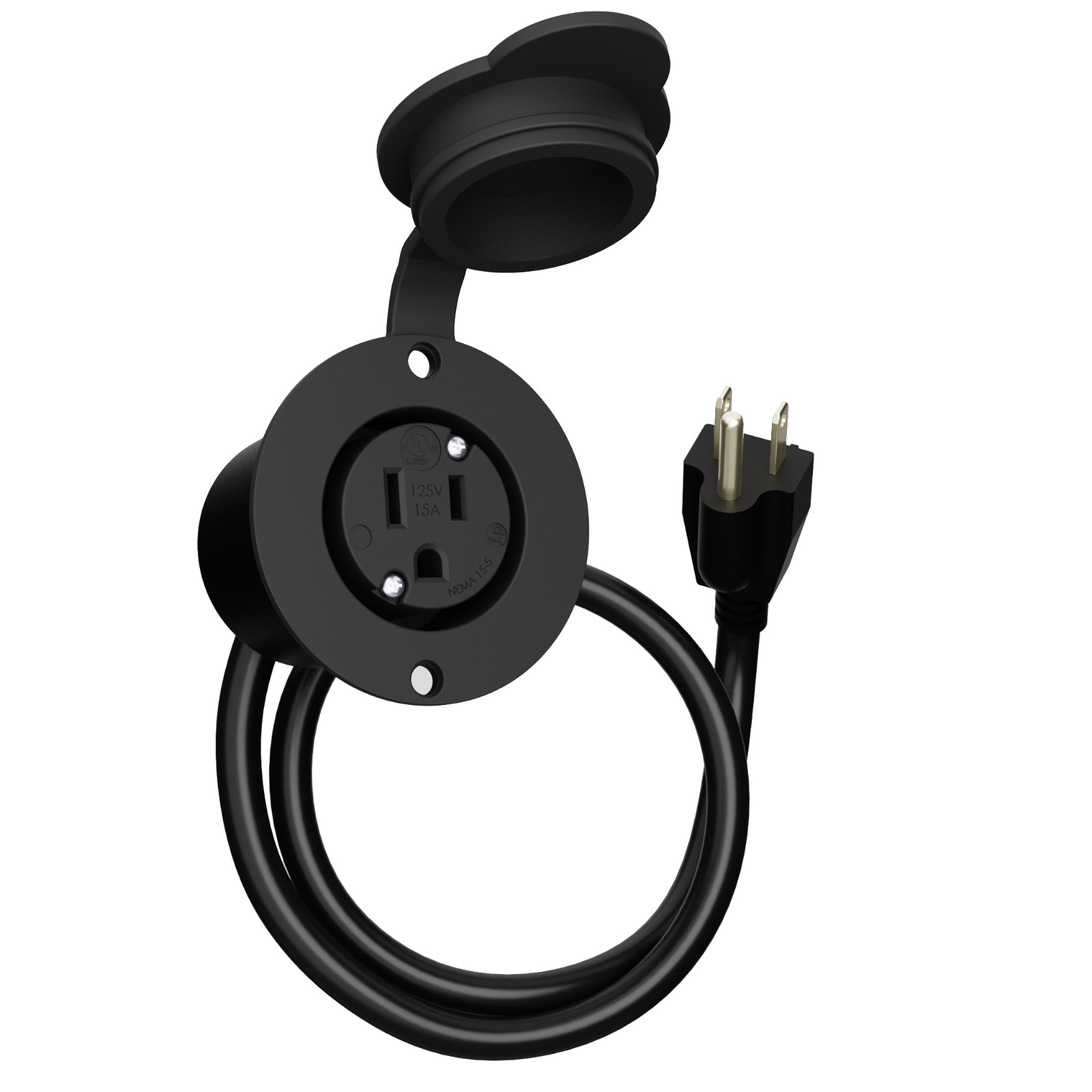 15A Waterproof Outdoor Power Port Panel/Wall Outlet Kit with 20" Extension Cord gallery