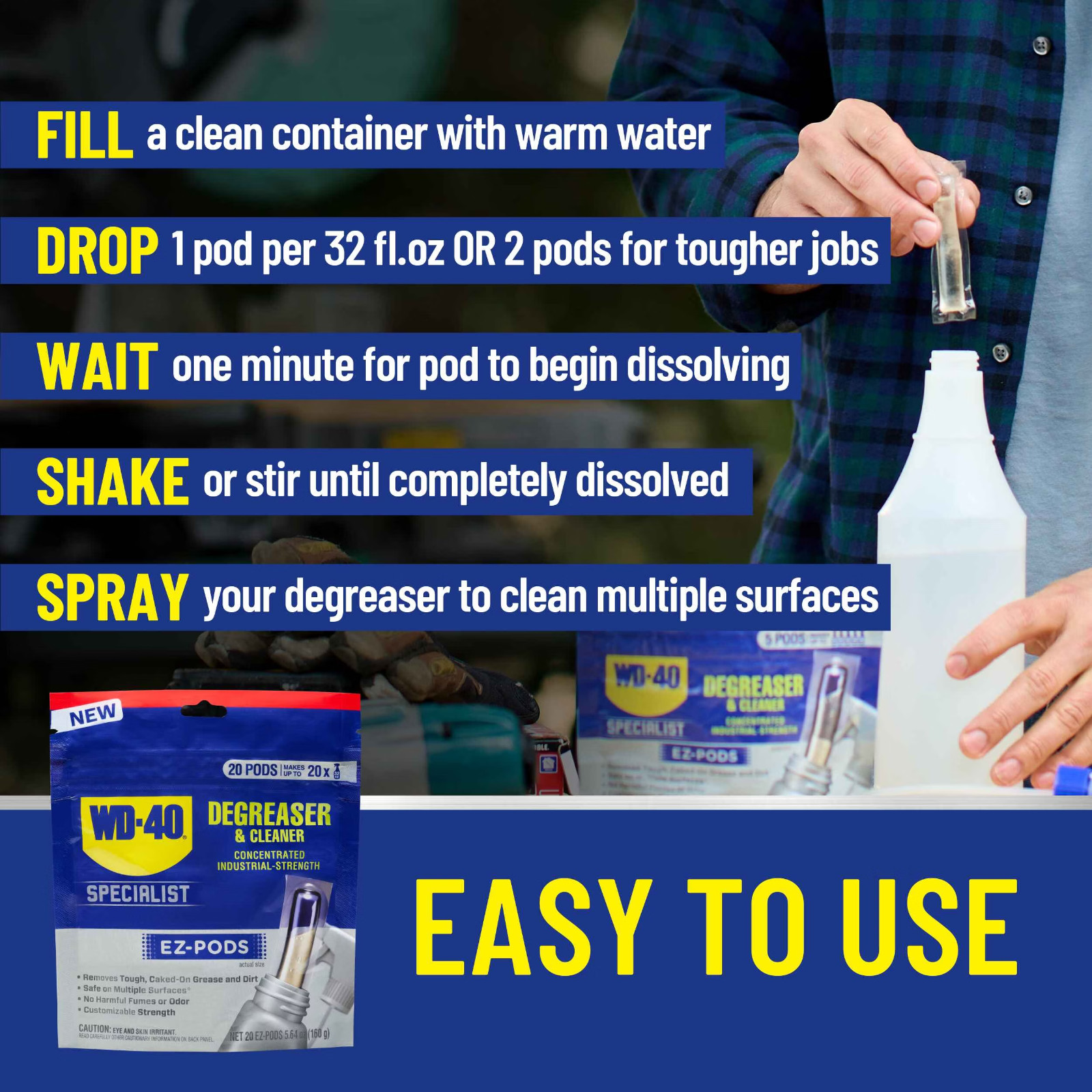 WD 40 Degreaser Cleaner EZ PODS Multi Surface Cleaning Pack of 5 *50% Off!! gallery