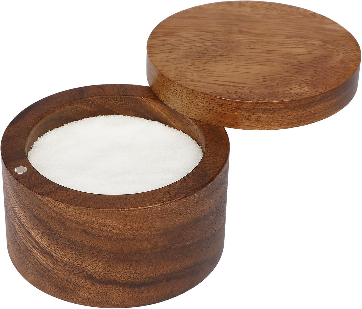 Acacia Wood Salt Cellar set Kitchen Spice Bowl with Lid Natural gallery