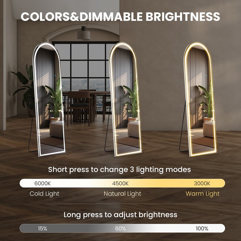 Curved/rectangular LED full-length mirror Floor-length full-length mirror gallery