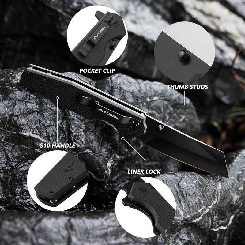FLISSA Folding Utility Knife 4-3/4 Reverse Tanto Folding Pocket Knife G10 Handle gallery