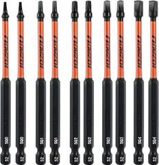 10Pcs Square Drive Bits Set, 4” Long Premium S2 Alloy Steel Square Bit Set #0, 1