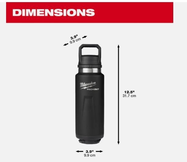Milwaukee PACKOUT 36oz Insulated Bottle with Chug Lid Black 48-22-8397B New gallery