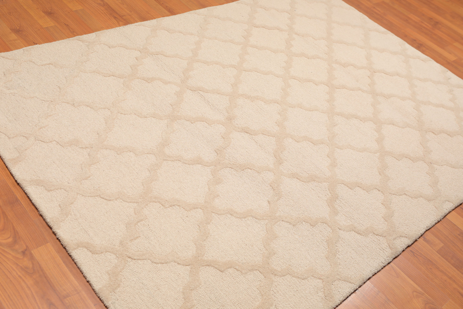 5'4" x 7'6" Handmade 100% Wool Loop & Cut Pile Area Rug Contemporary Beige gallery