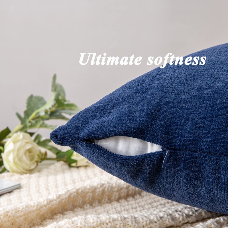 Decorative Square Throw Pillow Covers 18"x18" Inch Set of 2, Super Soft Cheni... gallery