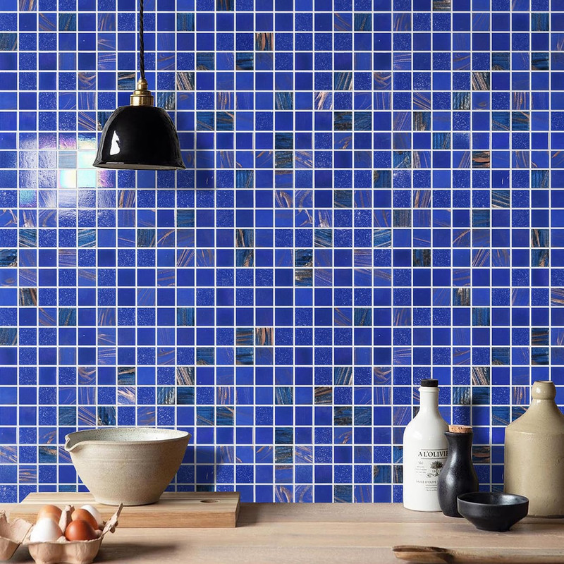 Iridescent Dark Blue Pool & Wall Tile - 11.5 Sqft, 10 Pcs gallery
