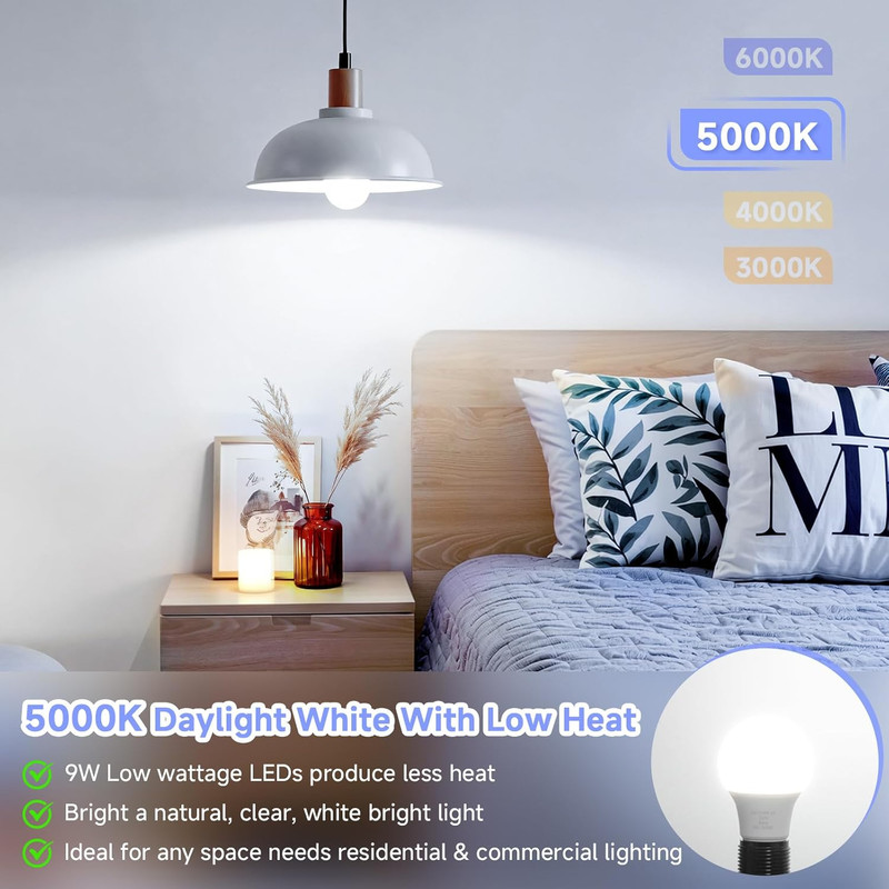A19 LED Light Bulb, 60 Watt Equivalent LED Bulbs, 5000K Daylight White, 850LM, E gallery