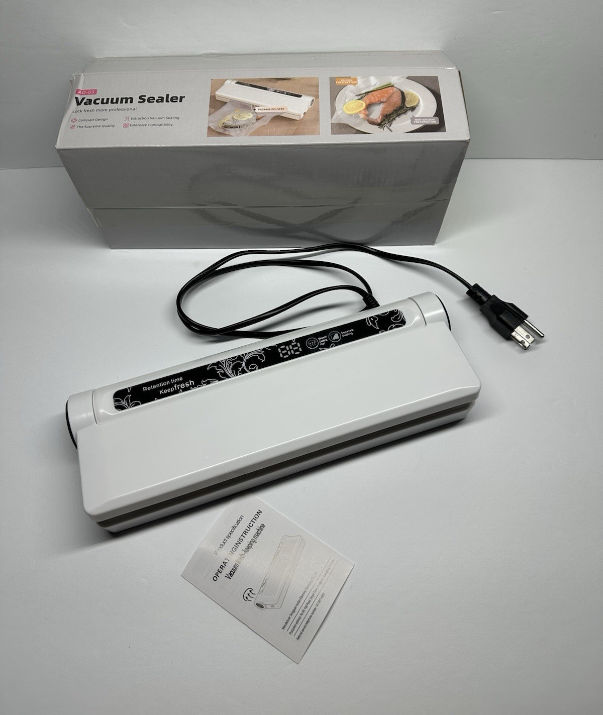 AD03 Vacuum Sealer Machine Automatic Food Vacuum Sealing System 130W Open Box gallery