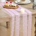Gold Stars Pink Gauze Table Runner 120 Inch 10FT, Sheer 28" x 120" Pink Silver gallery