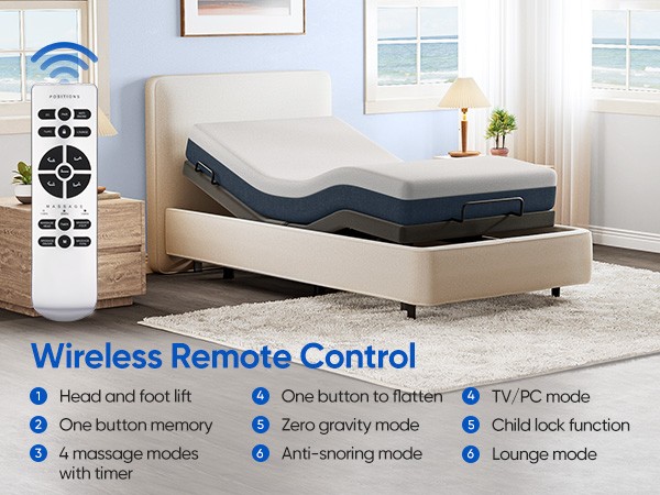 Upgrded Electric Adjustable Bed Frame Base w/ Massage Wireless Remote USB TXL gallery