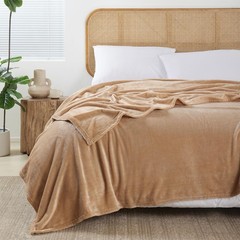 King Size Throw Blanket Bed Camel Soft Warm Fleece Plush 108×90 Inch