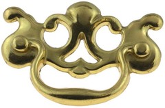 (5 Pack) 2-1/2 inch Chippendale Pull Polished Brass