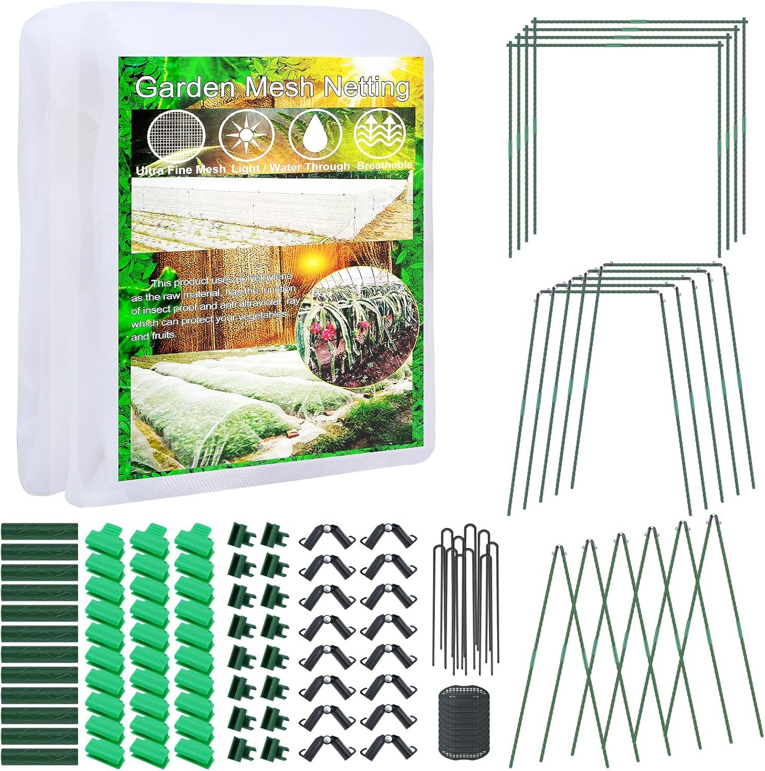 Garden Mesh Netting Kit, Garden Netting Set, Plant Covers 8.2 x 24.6ft Ultra ... gallery