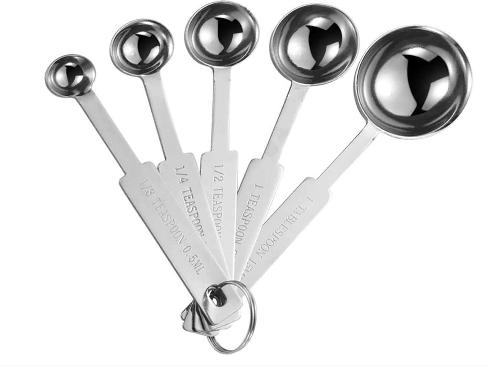 5PCS Stainless Steel Measuring Spoons Set 1/8–1 Tbsp Kitchen Baking Tools gallery