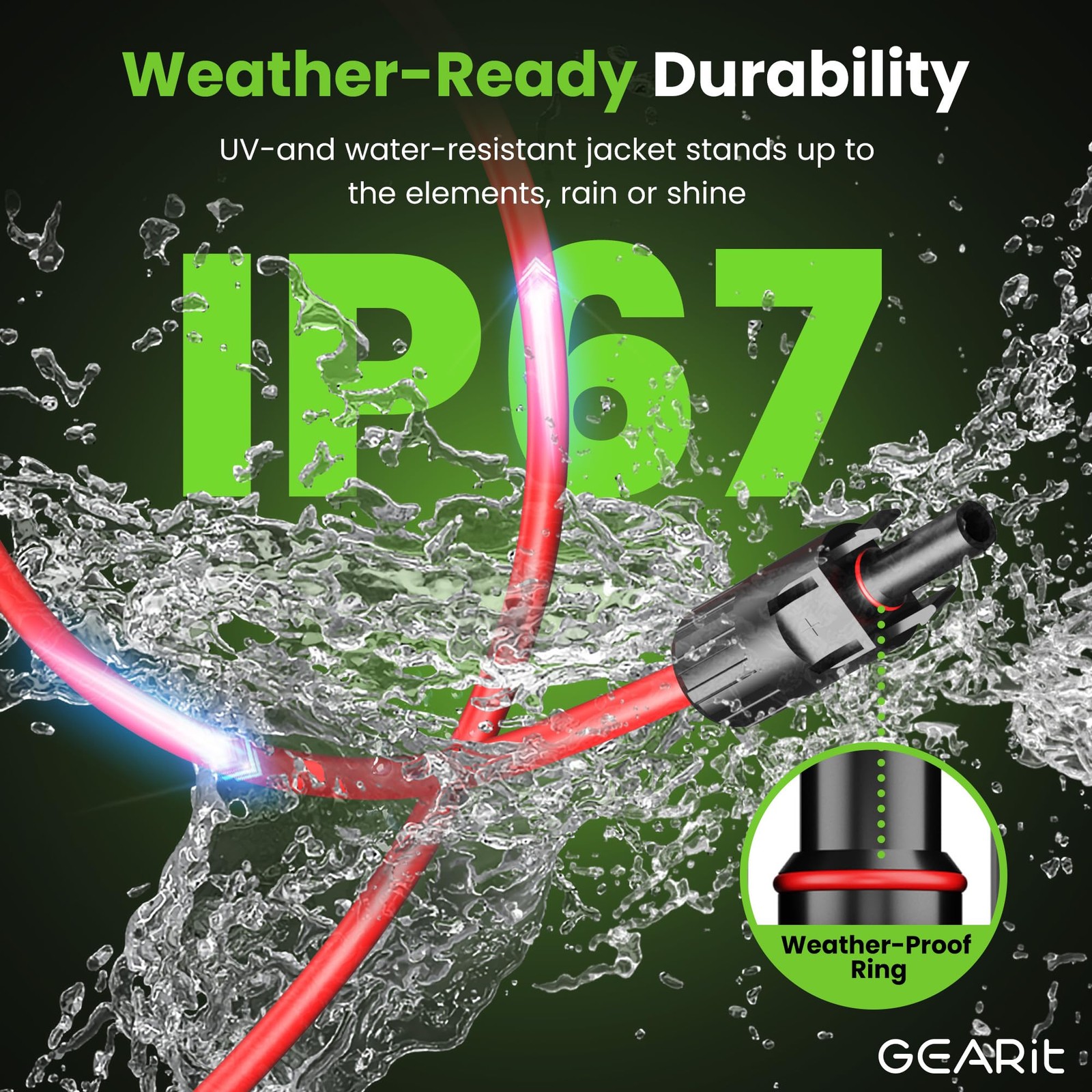 Panel Extension Cable 12 AWG 100 Ft Black Red MC4 Connectors Solar GEARit Gauge gallery