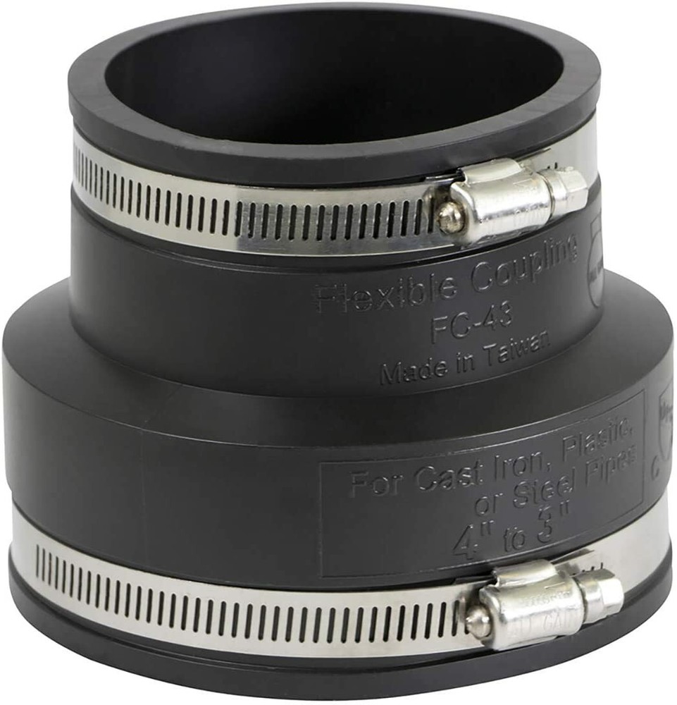 PVC Flexible Reducing Coupling Pipe Stainless Steel Clamps 1-1/2"x1-1/4"-8" x 6"