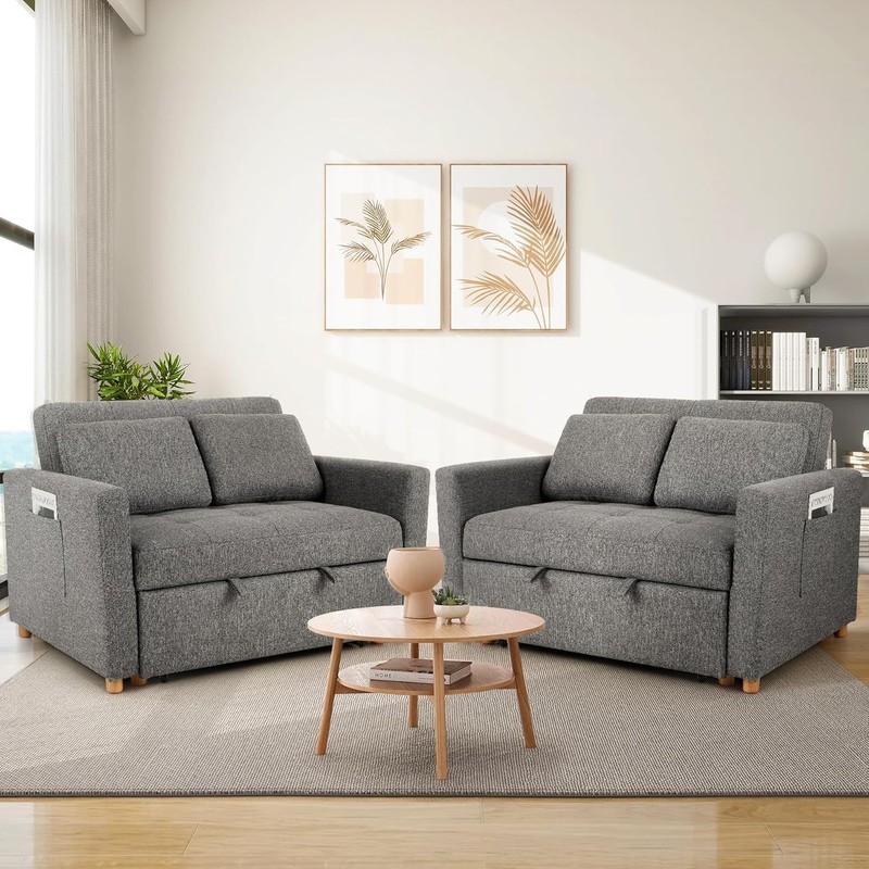 2Seater Sleeper Sofa Bed 3-in-1 Convertible Sofa Chair Loveseat w/Spring Support gallery