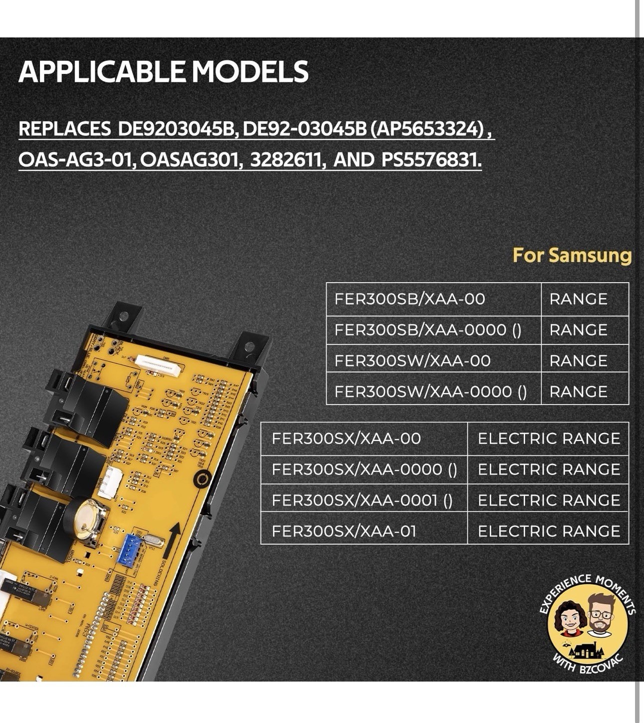 DE92-03045B Range Oven Control Board For Samsung FE-R300S Models FER300SX/SW/SB gallery