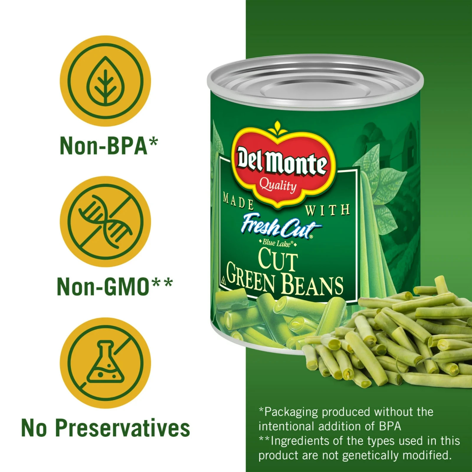 Del Monte Fresh Cut Green Beans, Canned Vegetables, 14.5 oz Can (Pack of 4) gallery