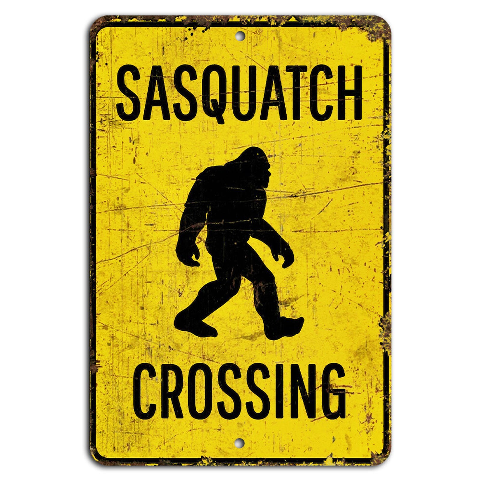 Bigfoot Warning Sign BanginPrints Aluminum Outdoor Rustic Decor 8x12 gallery