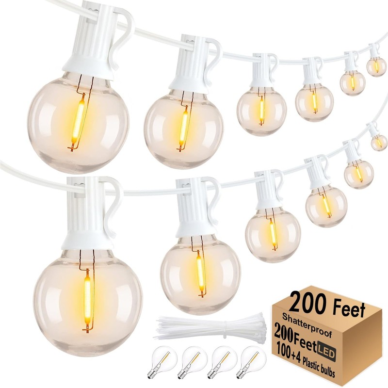 200 Feet White String Lights for Outside G40 Patio Lights Waterproof with 100... gallery