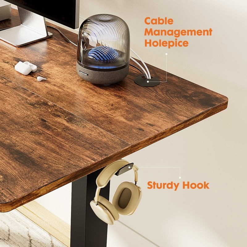 CONCETTA Electric Height Adjustable Desk 48x24 Sit Stand Desk Rust Freeship gallery