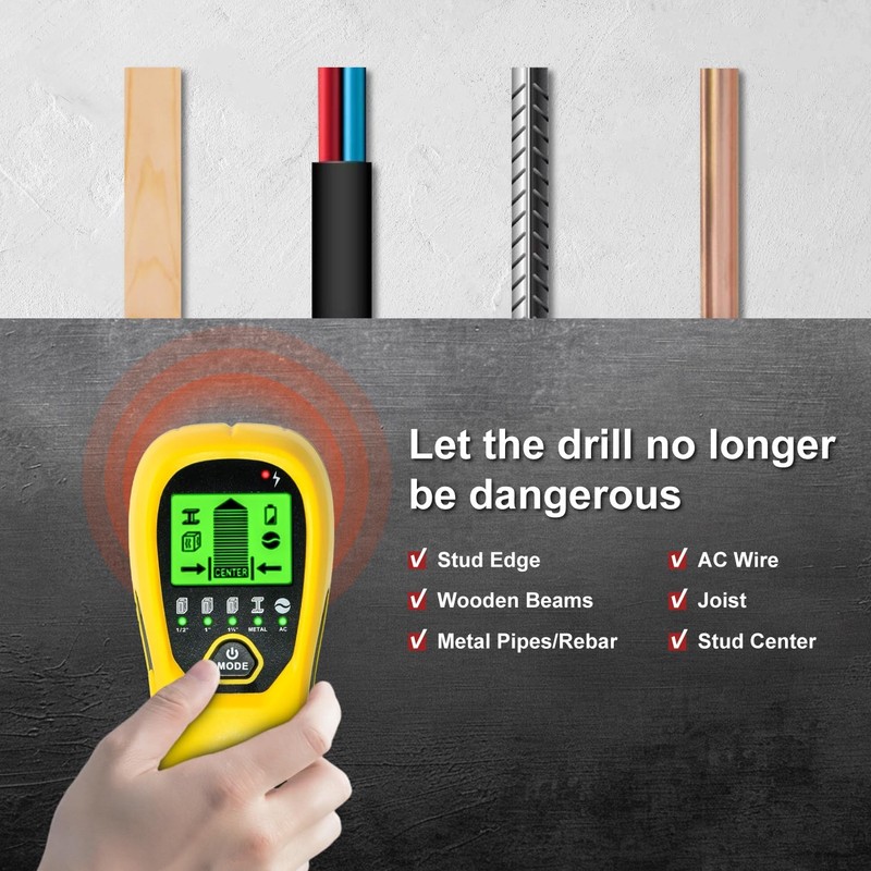 Multi-Surface Stud Detector | 5-in-1 Wall Scanner with HD LCD & Precision | L... gallery