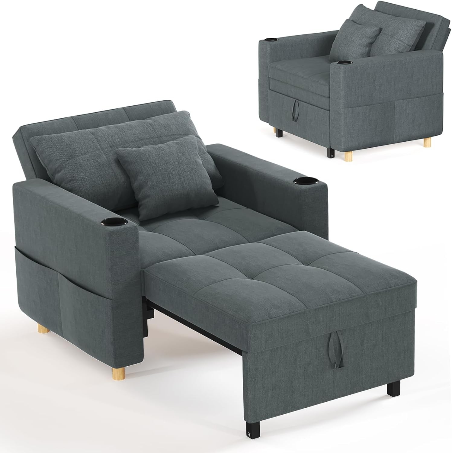 Sleeper Chair 38" Extra Wide Convertible Chair Bed 3-in-1 Pull Out Single Sofa gallery