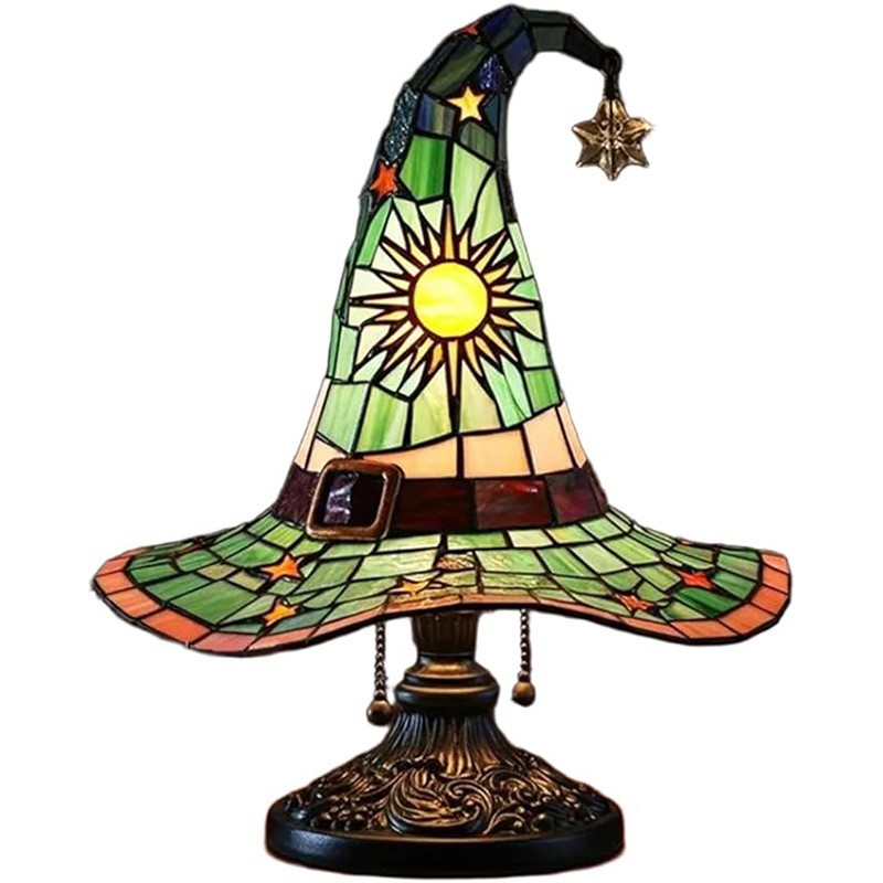 Stained 3D Witch Hat Lamp Resin Creative Retro Led Night Light Desk Lamp gallery