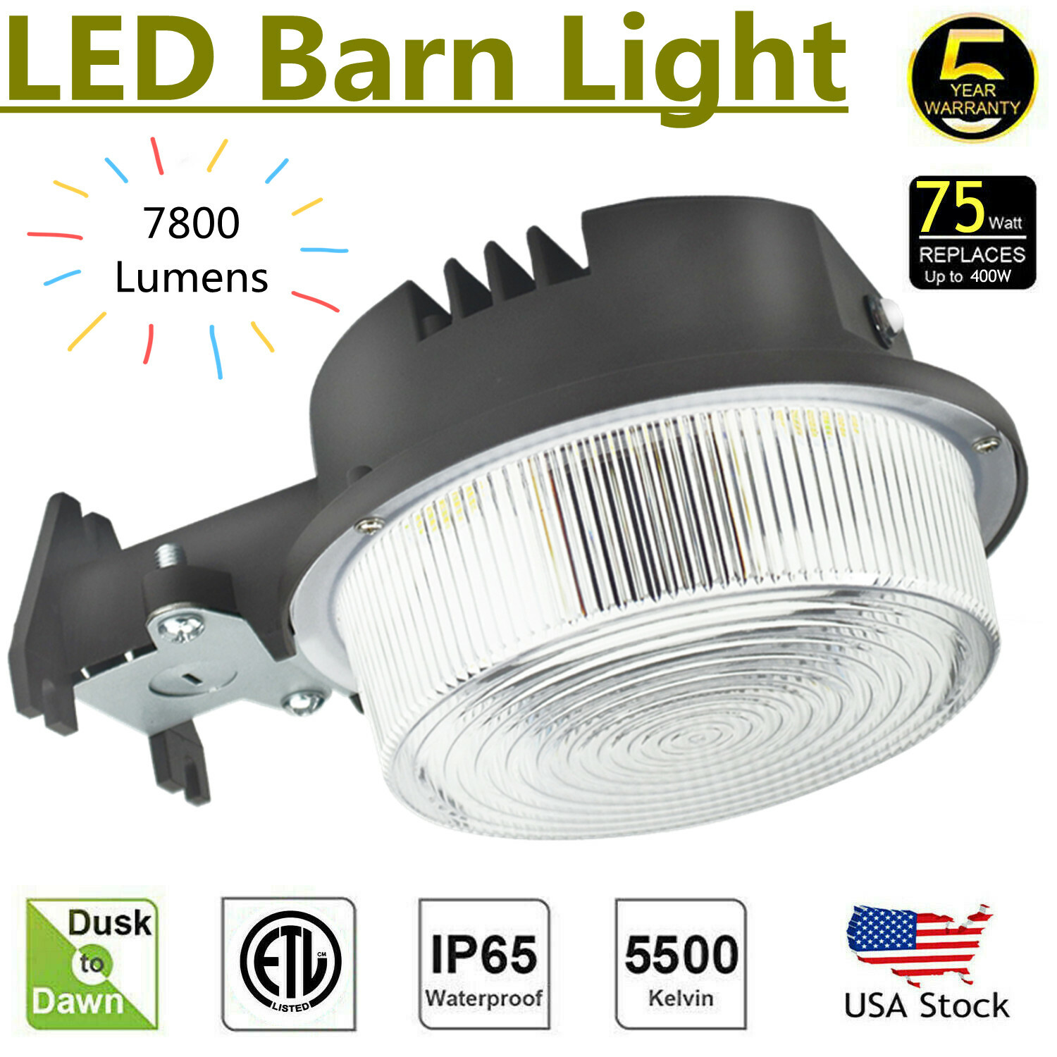Outdoor LED Barn Yard Street Security Light Dusk to Dawn Waterproof Flood light gallery