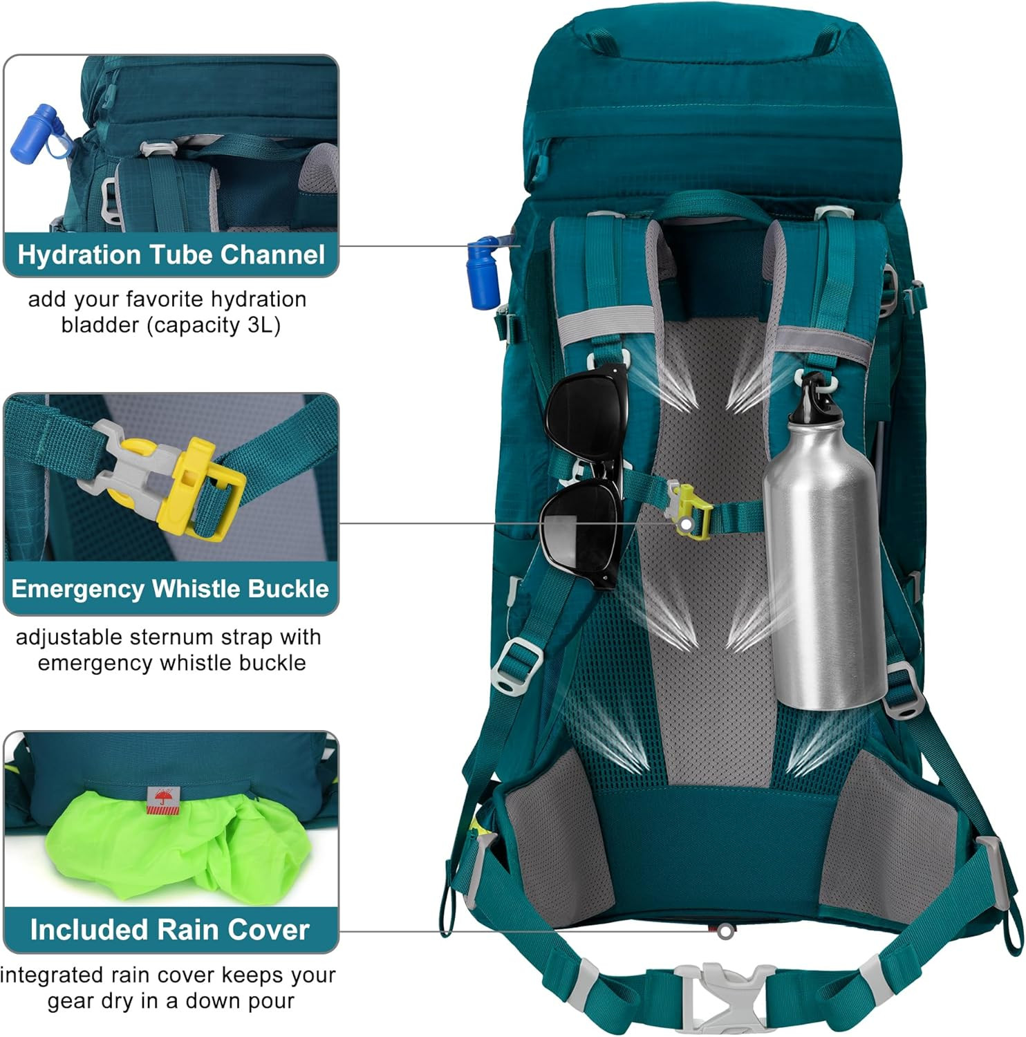 Waterproof Internal Frame Hiking Backpack 50-80L with Rain Cover 4