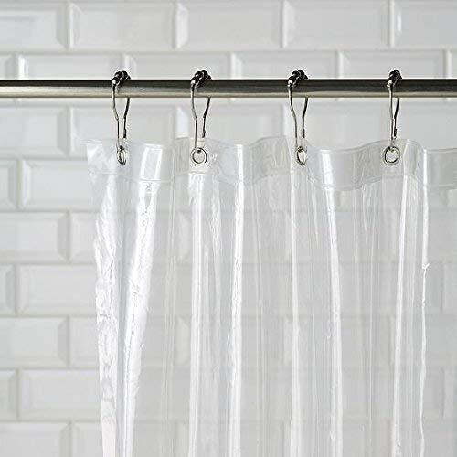 Clear Magnetized Shower Curtain Liner Mildew Resistant with Metal Grommets gallery