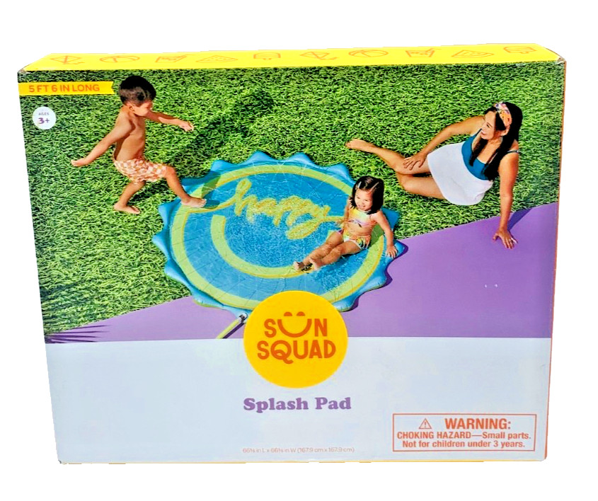 Sun Squad Happy Smiley Face Splash Pad 5Ft 6In Attach Hose Ages 3+ New In Box gallery