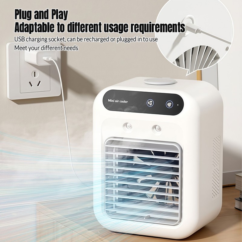 Portable USB Rechargeable Air Conditioner Fan Ice Cooler Fan for Home Bedroom gallery