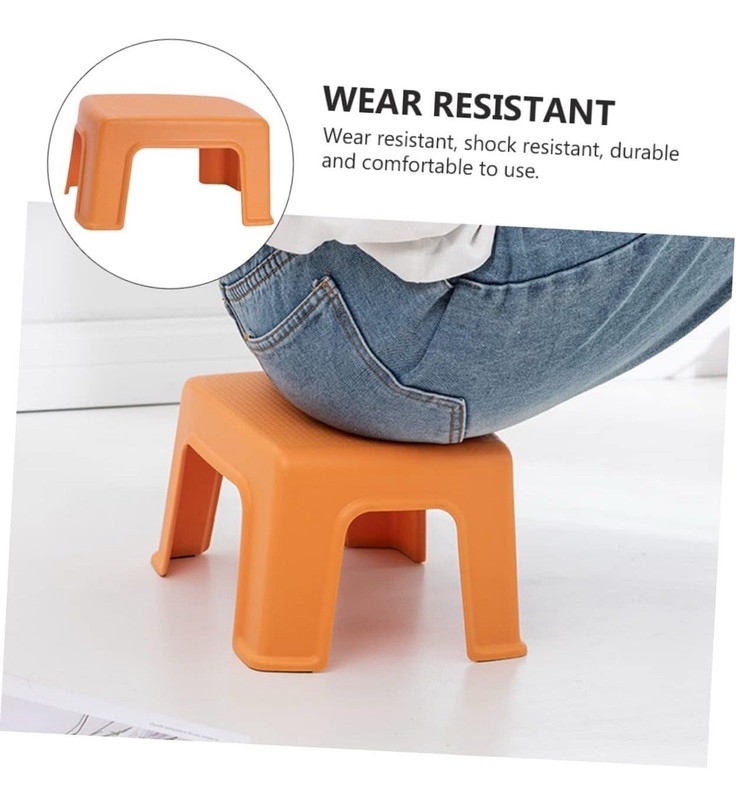 Non-Slip Footstool for Adults Stackable Household Stool Bathroom Footrest Orange gallery