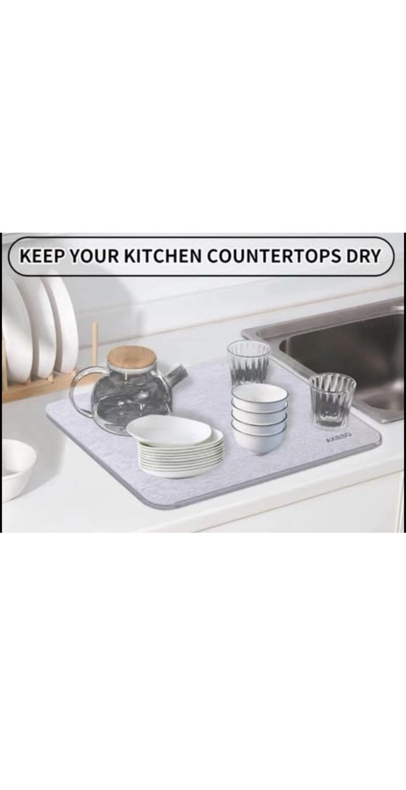Axieso Dry Mat - Stone Drying Mat For Kitchen, Bath, Laundry Room, or Pet room gallery