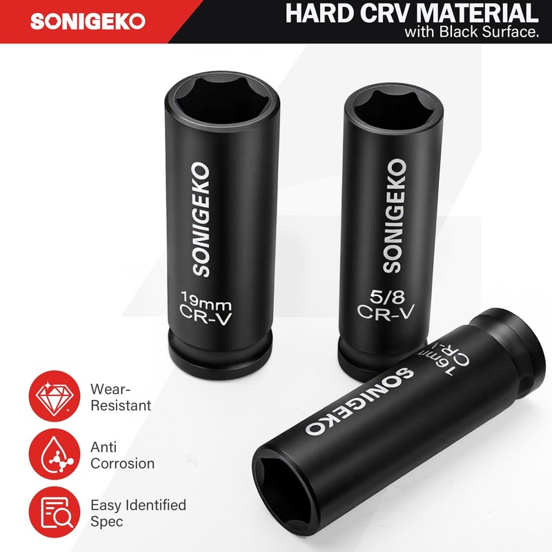 SONIGEKO 3/8" Drive Impact Socket Set, 67-Piece Standard Metric & SAE 6 Point... gallery