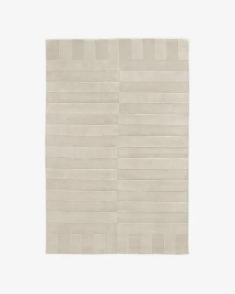 Nordic Knots Grid Silver Wool Rug Hand-Tufted Grey Area Carpet Minimalist gallery