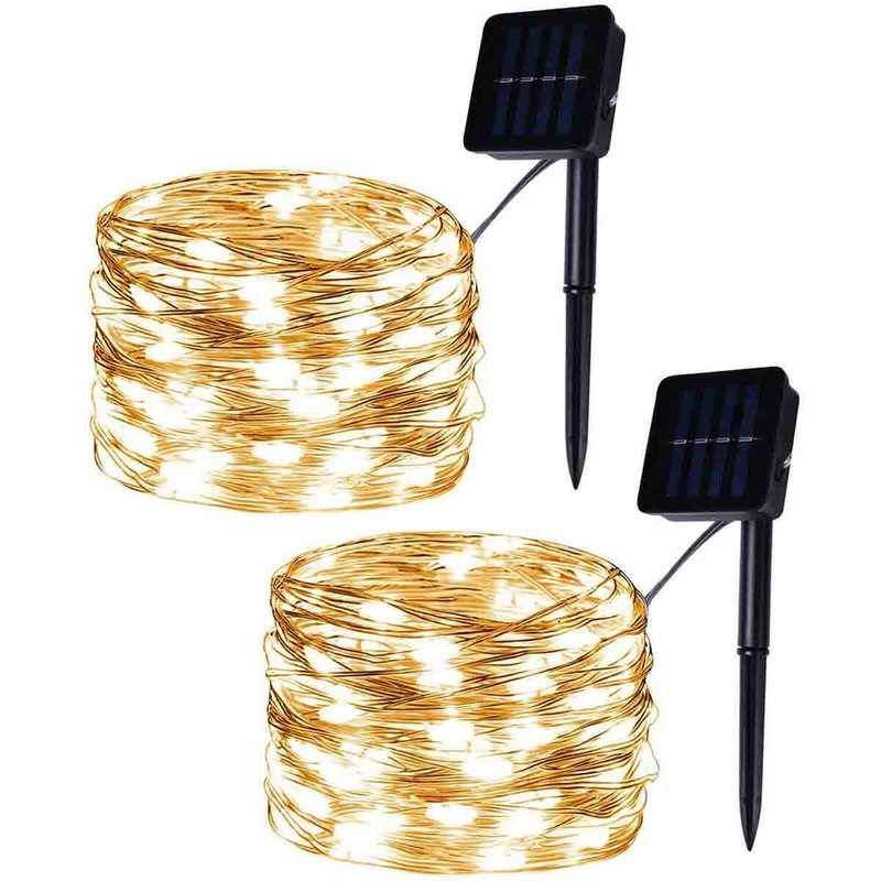 2 Pack 33 Ft 100 LEDs Copper Wire String Fairy Lights Solar Powered Mini LED gallery