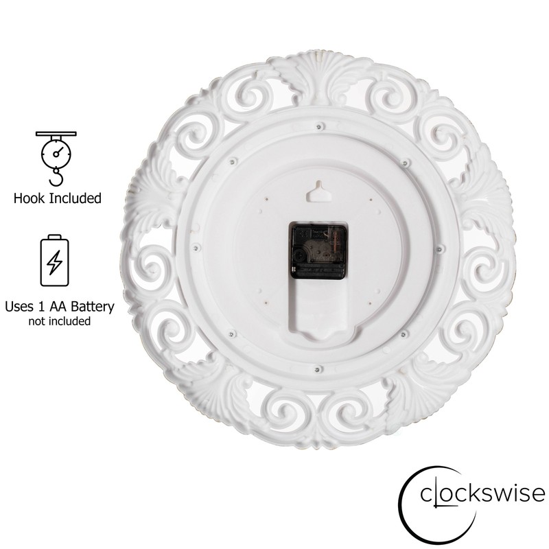 New Clockswise Classic Round Decorative Hanging Wall Clock with Scroll Frame gallery