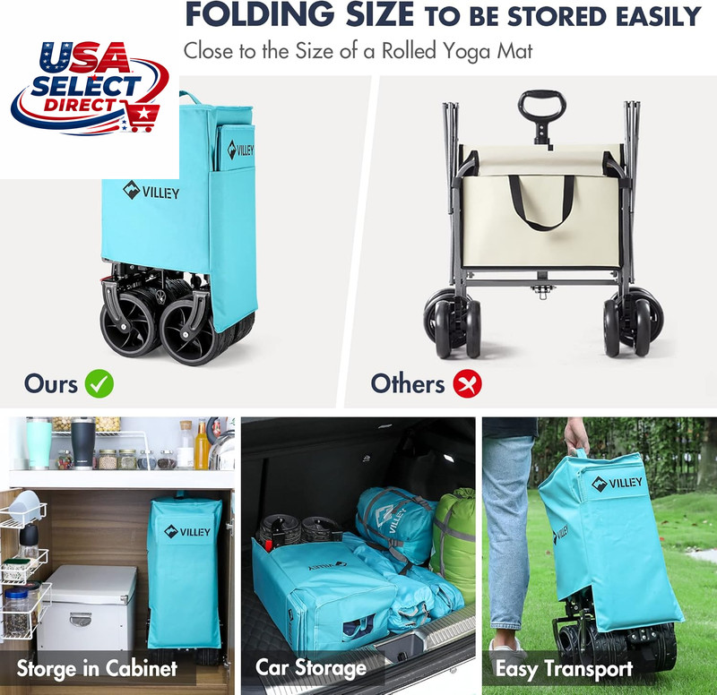 Collapsible Folding Wagon with Big Wheels, 225Lbs Capacity gallery