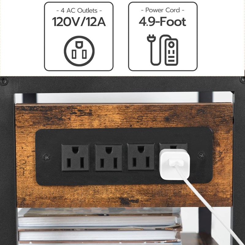Industrial Printer Stand with Charging Station, 3-Tier Printer Table, Rolling... gallery